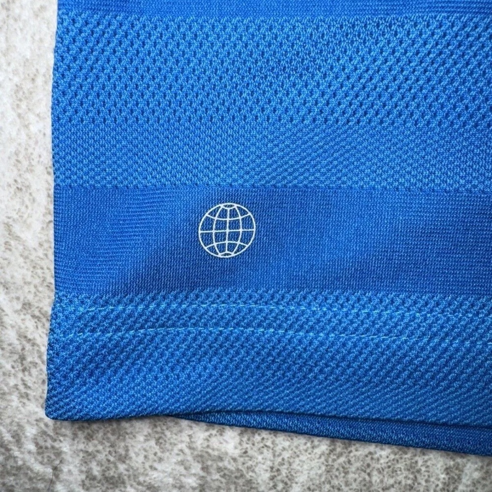 Adidas performance golf polo athletic shirt men’s 2XL Royal Blue Striped EUC XXL - Picture 4 of 5